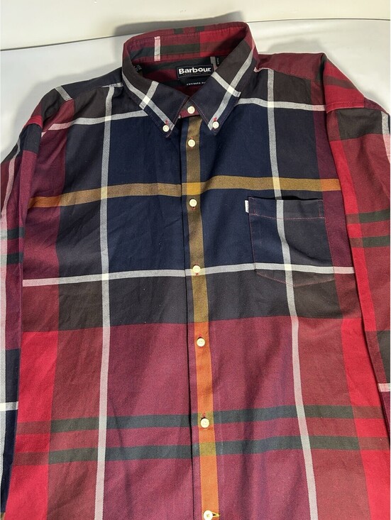 Barbour Other - Barbour Shirt Men Dunoon XXL Tailored Fit Button Down Flannel Tartan Plaid Red